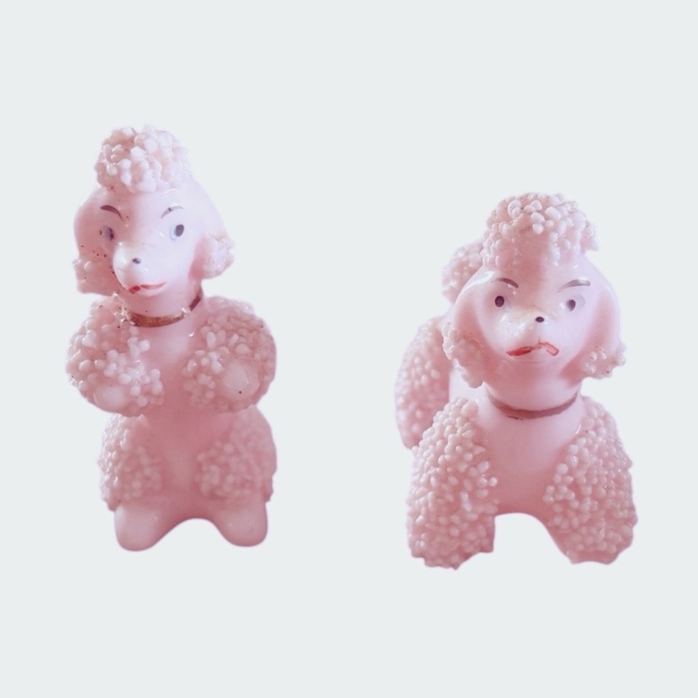 Vintage Lefton Pink Spaghetti Poodle Dogs No Chains
